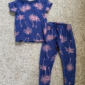 Carter's Navy and Pink Palm Tree Kids Pajama Set